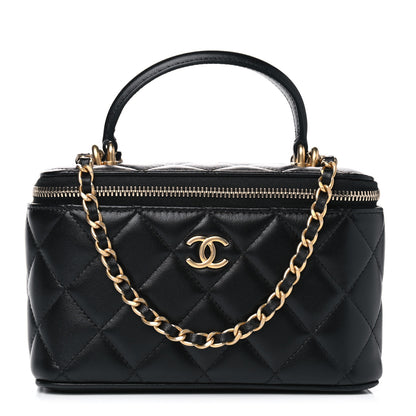 Chanel Lambskin Quilted Small Top Handle Vanity Case With Chain Black 1 of 9