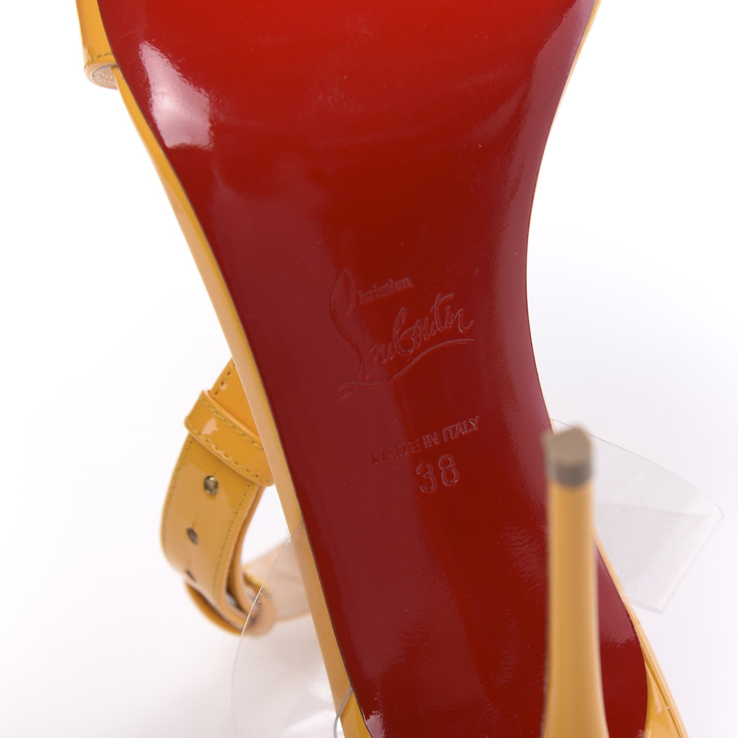 Christian Louboutin Patent PVC Jonatina 100 Sandals 38 Topaz Transparent 7 of 9