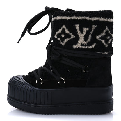 Louis Vuitton Suede Shearling Polar Flat Half Boots 36 Black 1 of 8