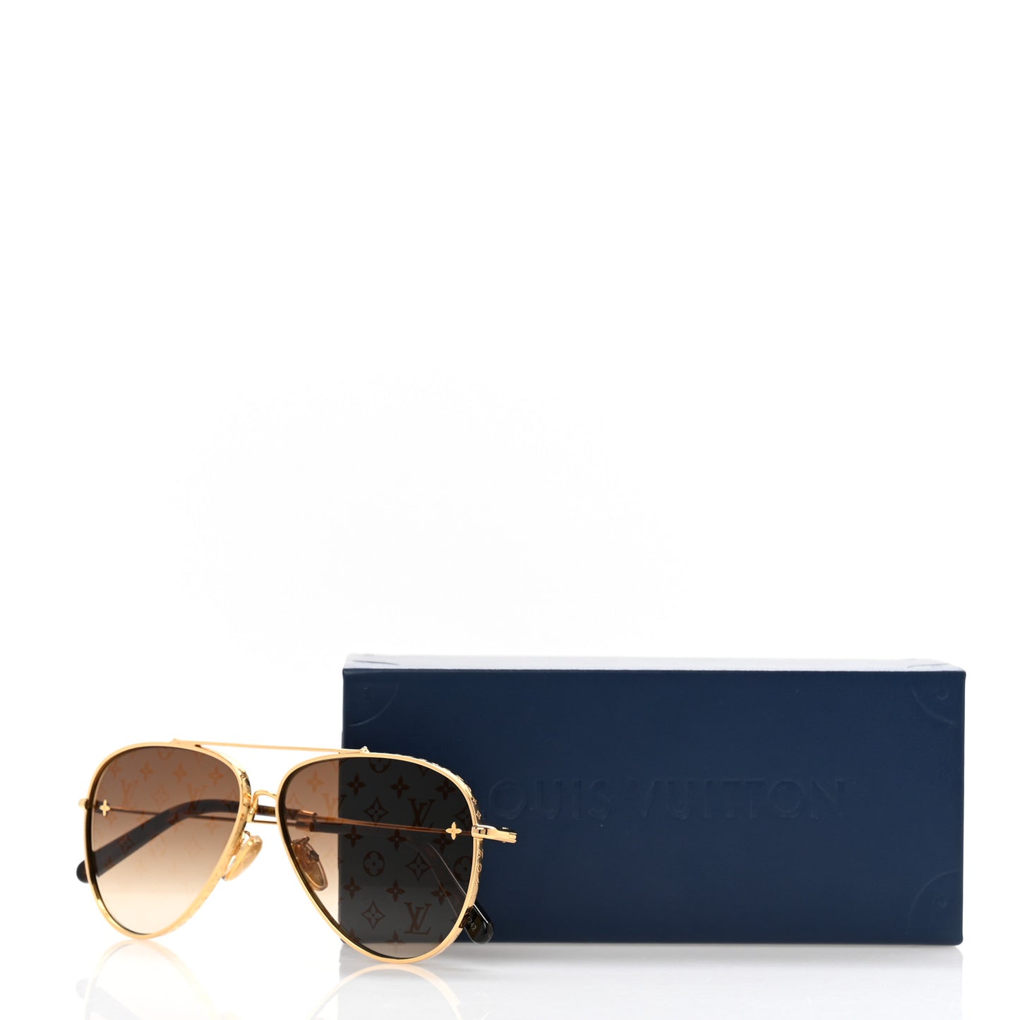 Metal The LV Pilot Sunglasses Z1619U Gradient Brown Monogram