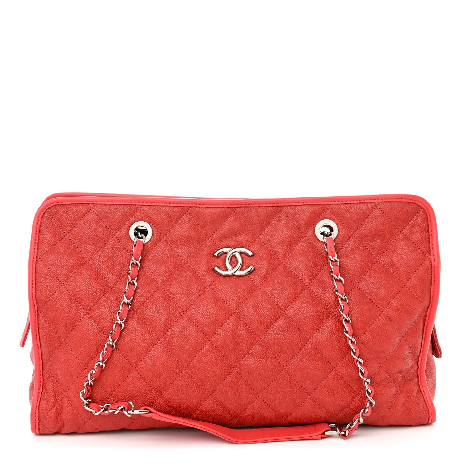 Chanel Caviar Quilted French Riviera Tote Red 1 of 13