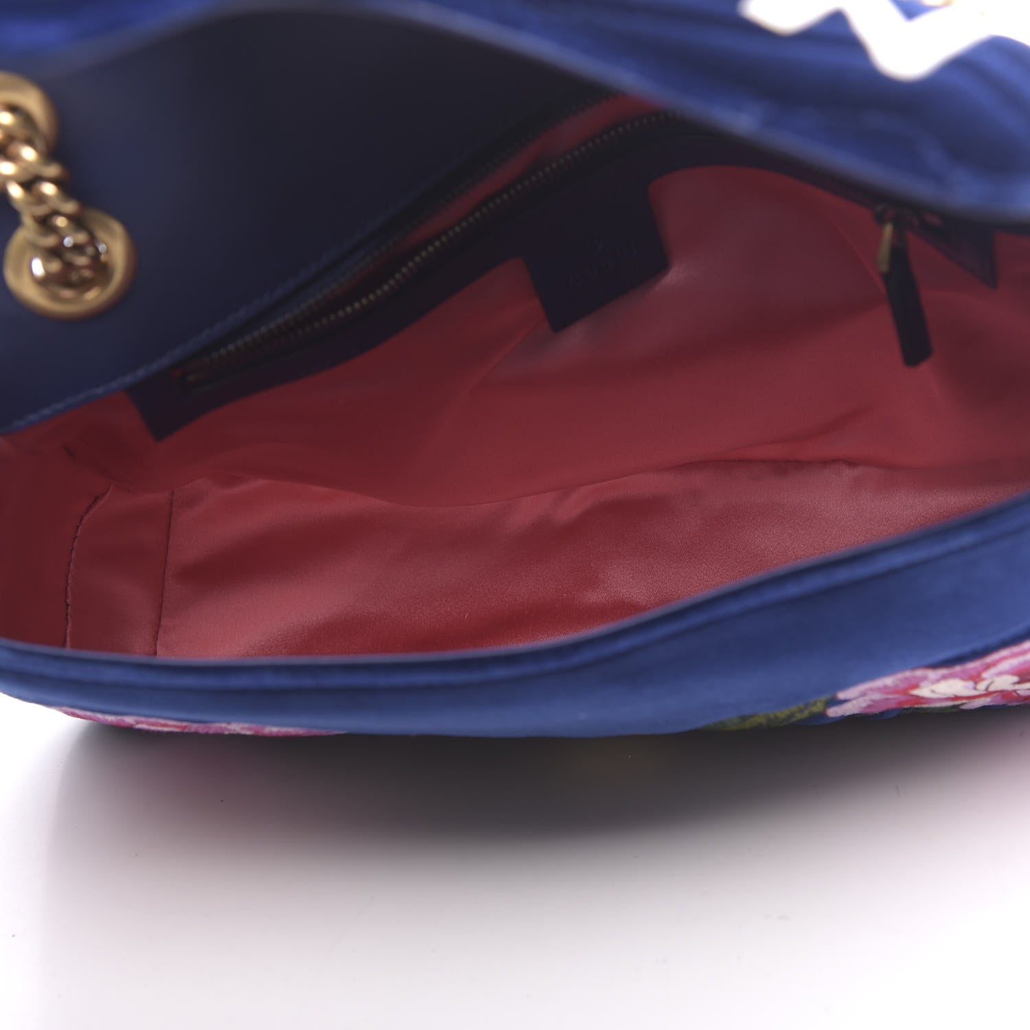 Gucci Velvet Matelasse Modern Embroidered Medium GG Marmont Shoulder Bag Cobalt 5 of 10