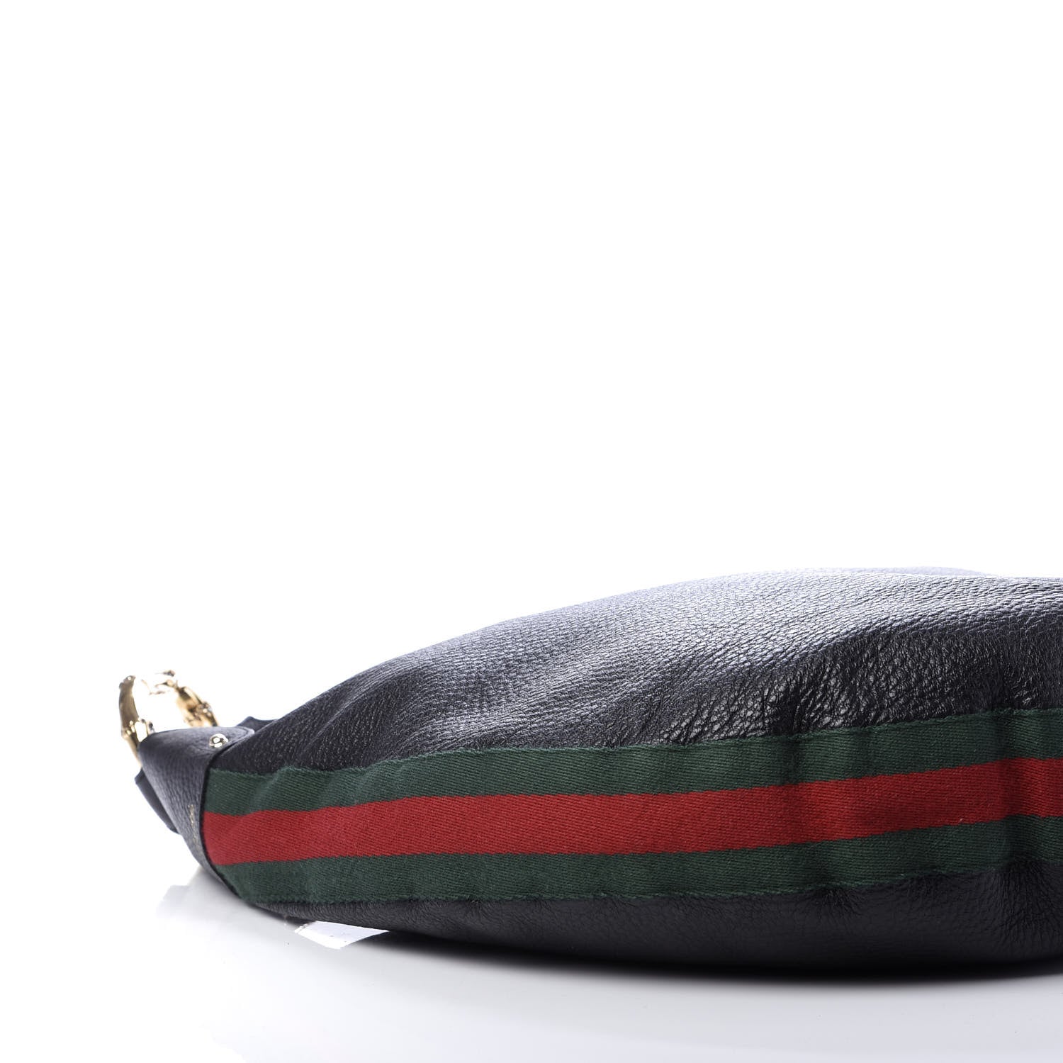 Gucci Pebbled Calfskin Web Bamboo Ring Hobo Black 6 of 11