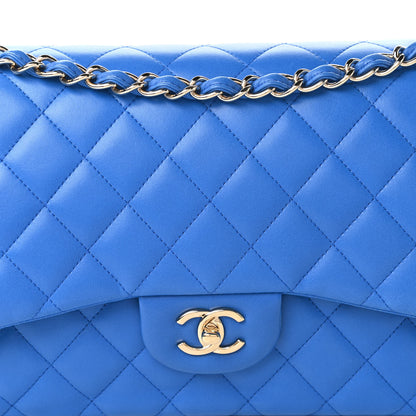 Chanel Lambskin Quilted Jumbo Double Flap Blue 10 of 10