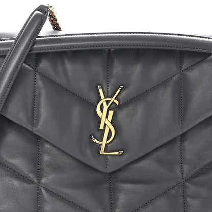 Saint Laurent Calfskin Quilted Medium Loulou Puffer Monogram Chain Satchel Storm 8 of 10