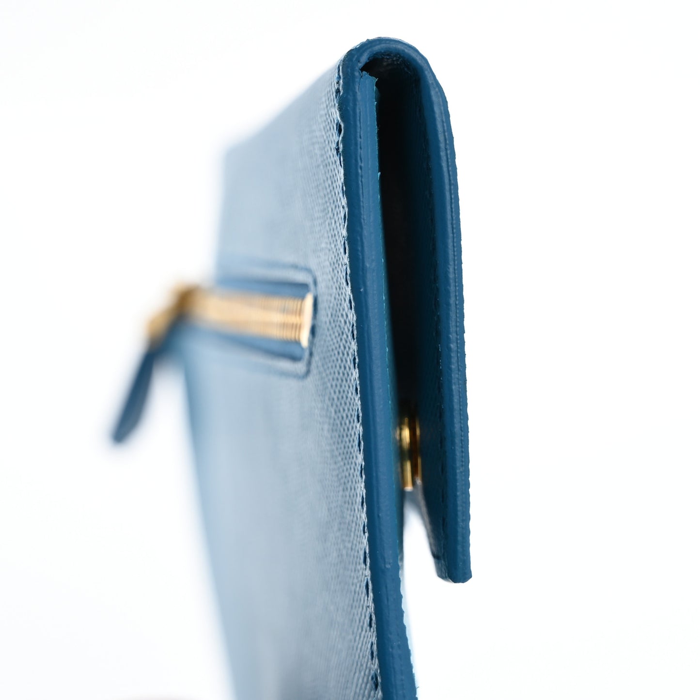 Saffiano Wave Flat Flap Wallet Celeste Voyage