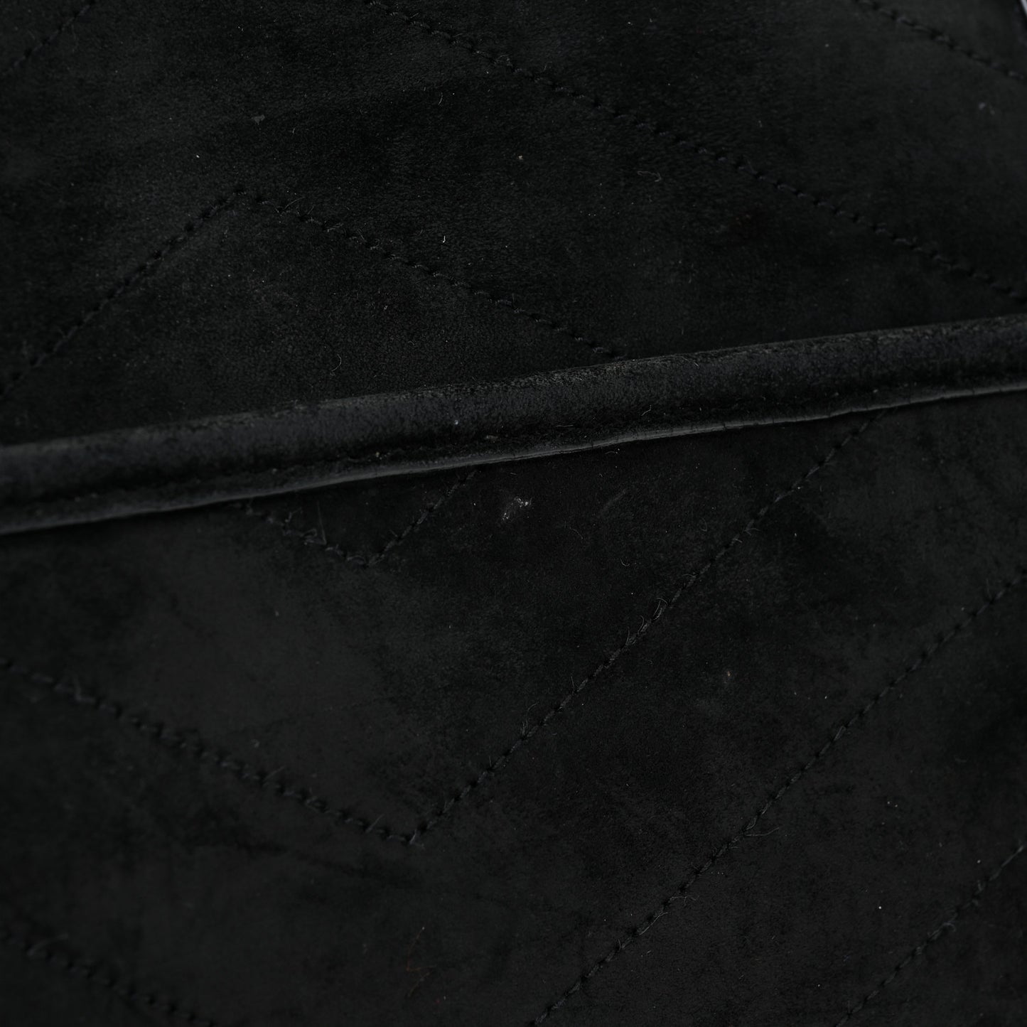 Suede Monogram Medium Niki Chain Satchel Black