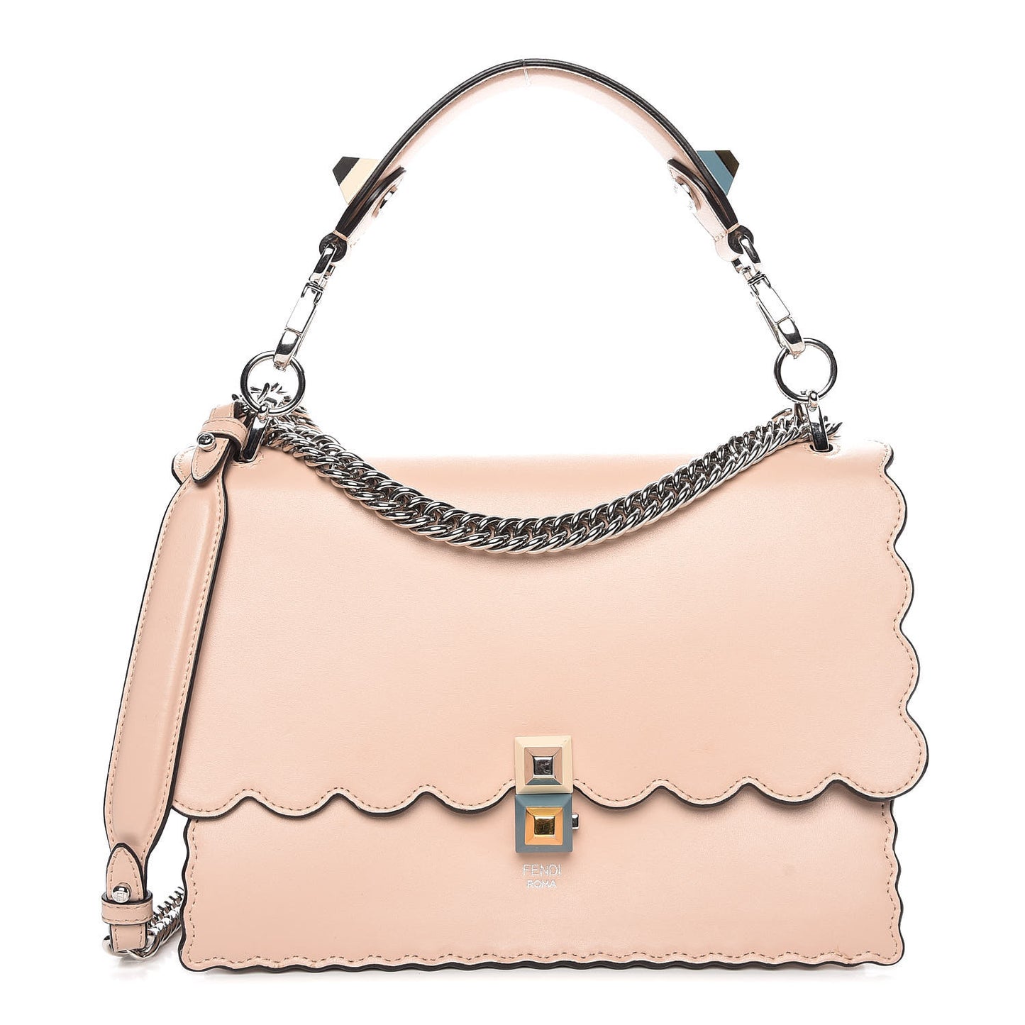 Vitello Liberty Scalloped Studded Kan I Shoulder Bag Plaster