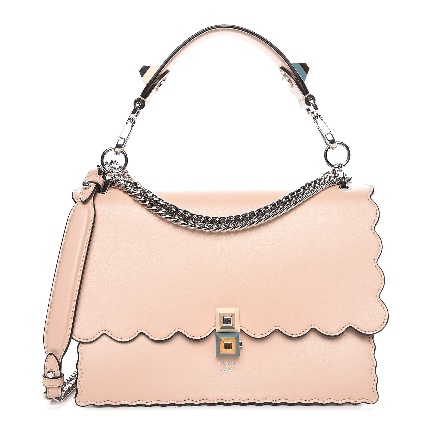 Fendi Vitello Liberty Scalloped Studded Kan I Shoulder Bag Plaster 1 of 7