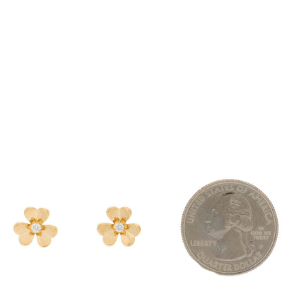 Van Cleef & Arpels 18K Yellow Gold Diamond Mini Frivole Earrings 2 of 4
