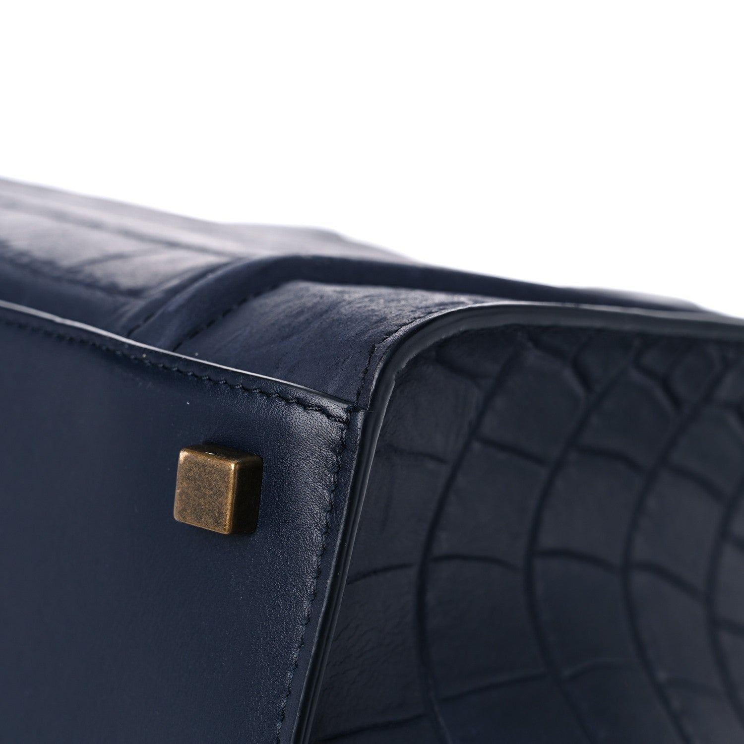 Celine Crocodile Embossed Calfskin Medium Phantom Luggage Navy Blue 12 of 24