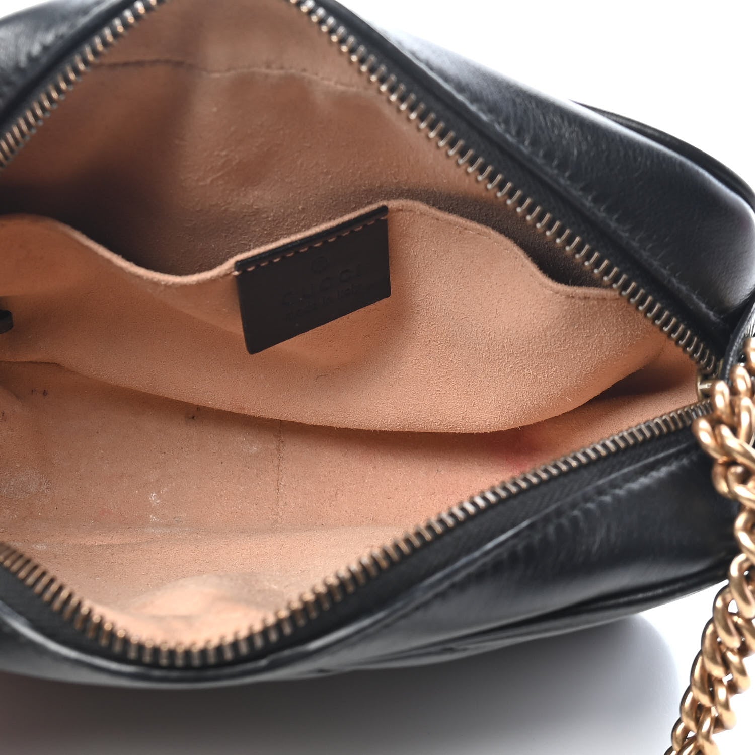 Gucci Calfskin Matelasse Mini GG Marmont Chain Shoulder Bag Black 5 of 10