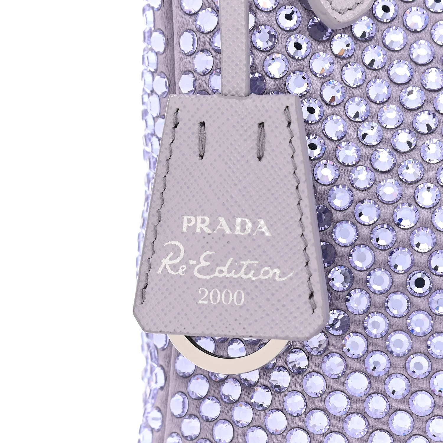 Prada Satin Crystal Mini Re-Edition 2000 Bag Glicine 10 of 12