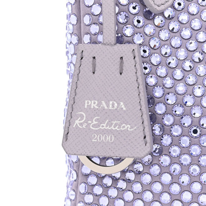 Prada Satin Crystal Mini Re-Edition 2000 Bag Glicine 10 of 12