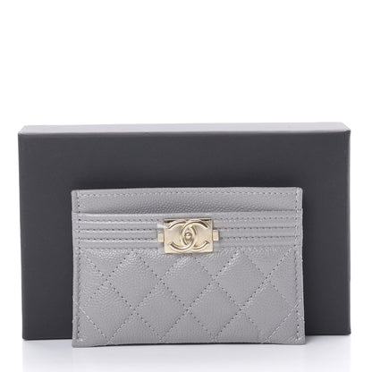 Chanel Caviar Quilted Boy Card Holder Grey 9 of 9
