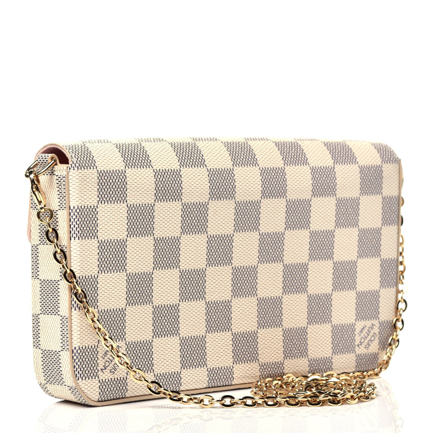 Louis Vuitton Damier Azur Pochette Felicie Chain Wallet Rose Ballerine 4 of 10