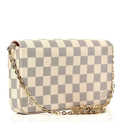 Louis Vuitton Damier Azur Pochette Felicie Chain Wallet Rose Ballerine 4 of 10