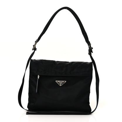 Prada Tessuto Nylon Flat Flap Messenger Bag Black 1 of 9