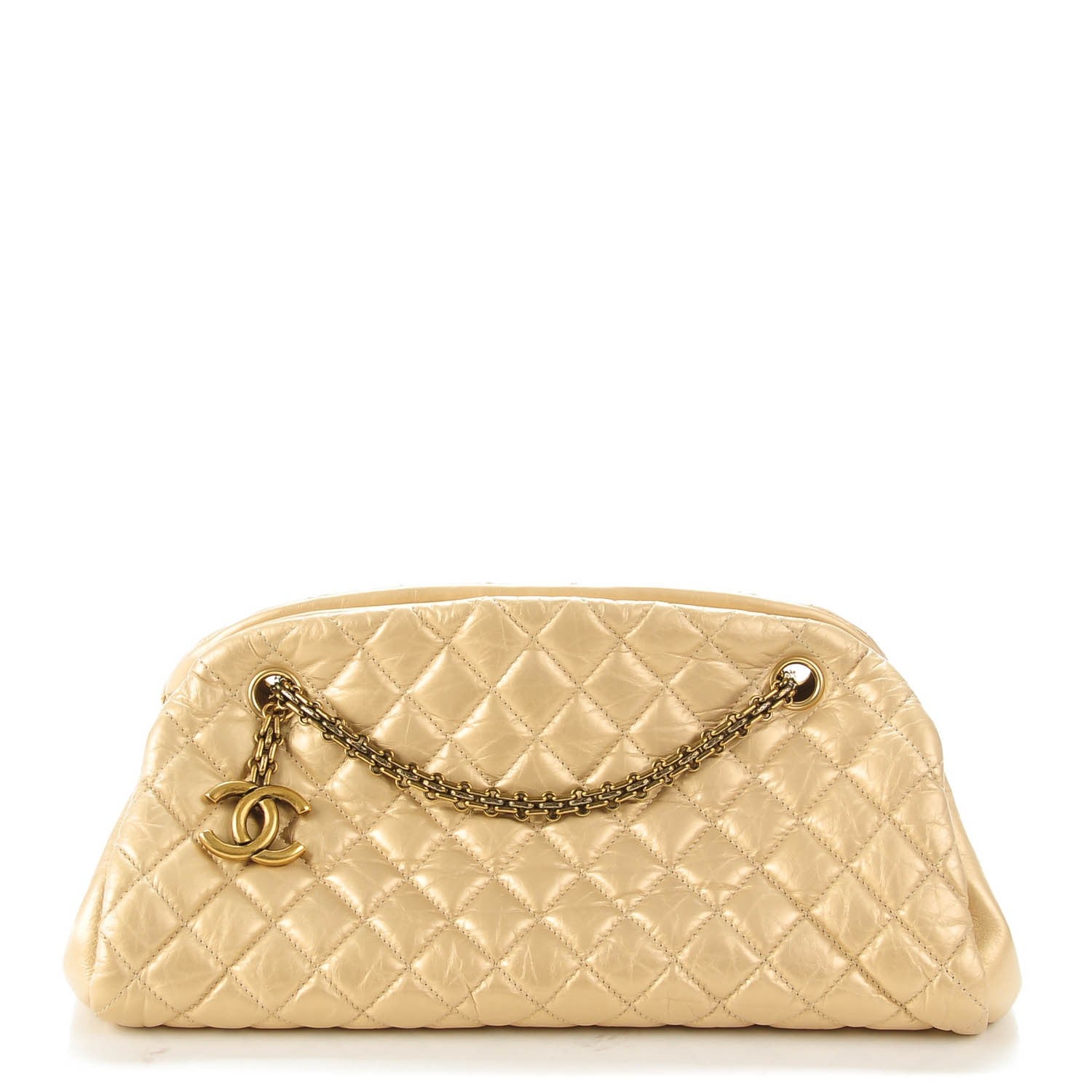 Chanel Calfskin Quilted Medium Just Mademoiselle Gold 1 of 7