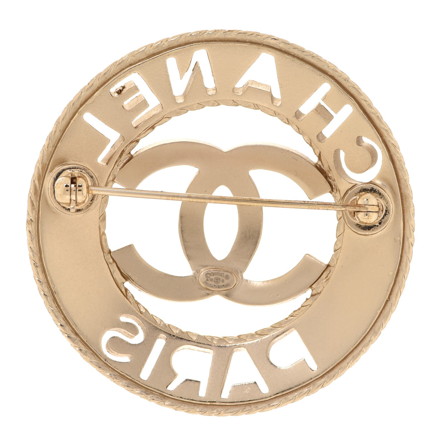 Chanel Metal CC Paris Brooch Gold 3 of 5