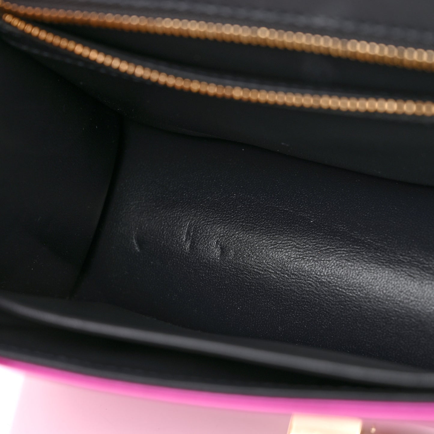 Metallic Patent Micro-Cannage Small Diorama Flap Bag Fuchsia