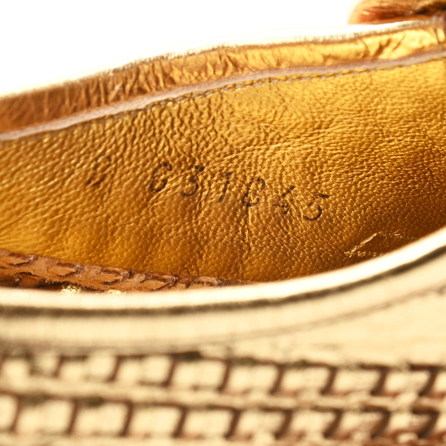 Braided Kangaroo Mocassin Loafers 40.5 Light Gold