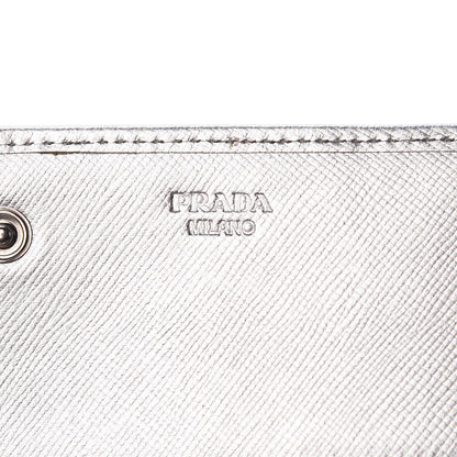 Prada Saffiano Fiocco Bow Continental Wallet Cromo 8 of 13