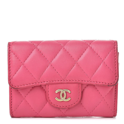 Chanel Lambskin Quilted Flap Card Holder Dark Pink 1 of 17