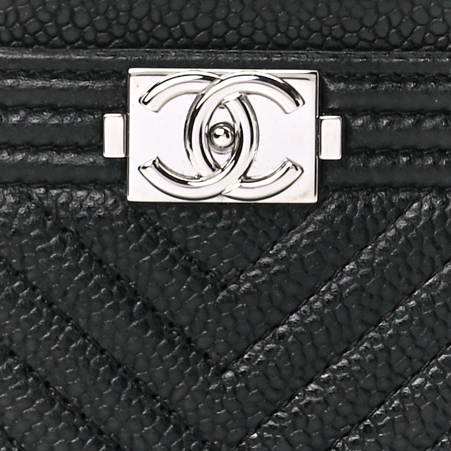 Caviar Chevron Quilted Boy Card Holder Black