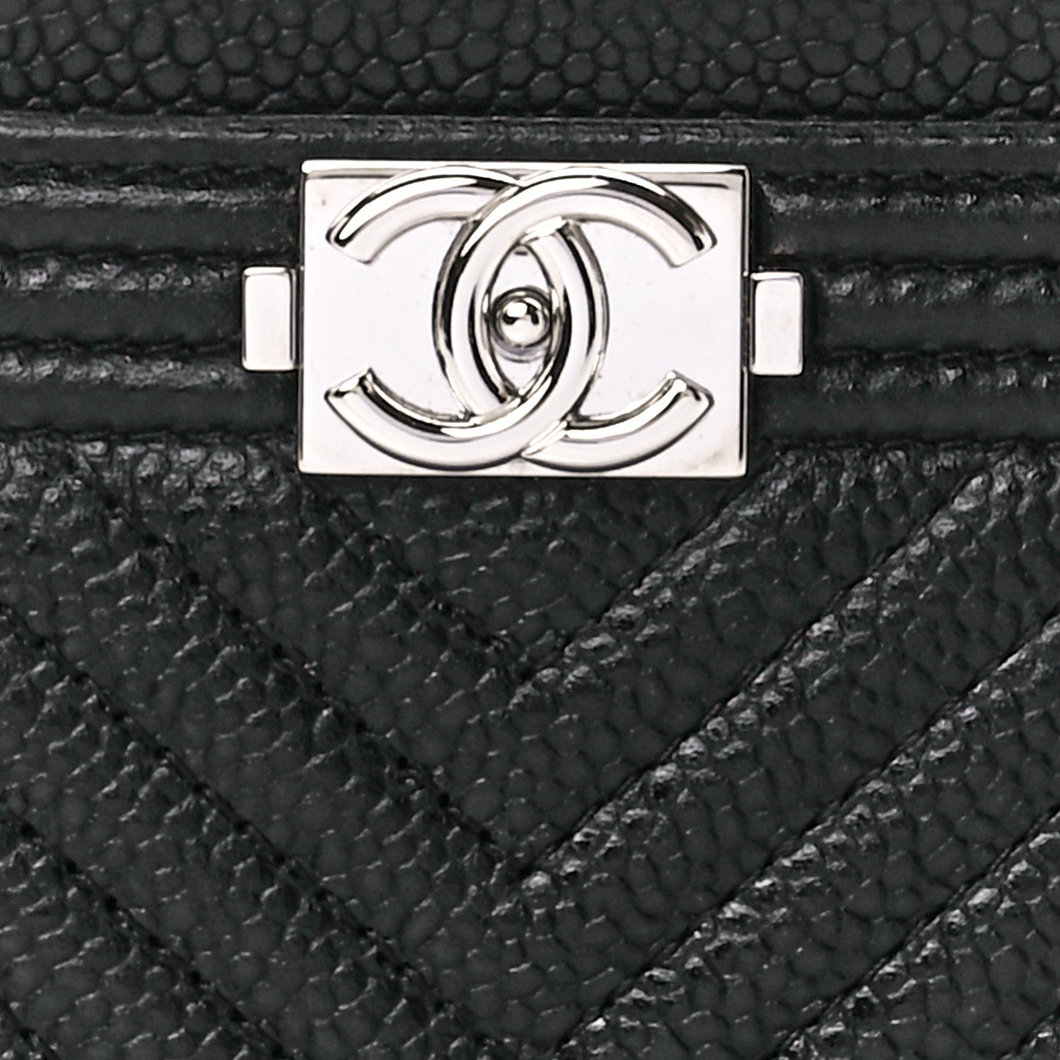 Chanel Caviar Chevron Quilted Boy Card Holder Black 9 of 12
