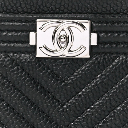 Chanel Caviar Chevron Quilted Boy Card Holder Black 9 of 12