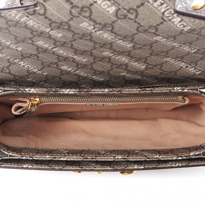 Gucci X BALENCIAGA GG Supreme Monogram Logo Print Horsebit 1955 Shoulder Bag Beige Ebony 6 of 8