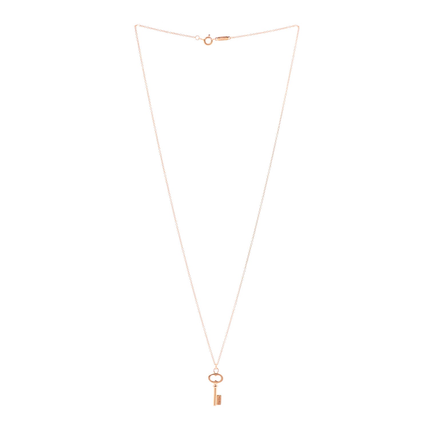 Tiffany 18K Rose Gold Mini Key Pendant Necklace 3 of 6