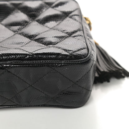 Chanel Lizard Quilted Small Tassel Camera Case Black 13 of 13