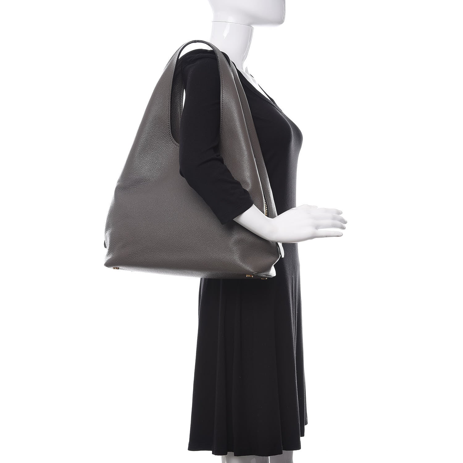 Tom Ford Pebbled Calfskin Jennifer Side-Zip Hobo Warm Taupe 2 of 12