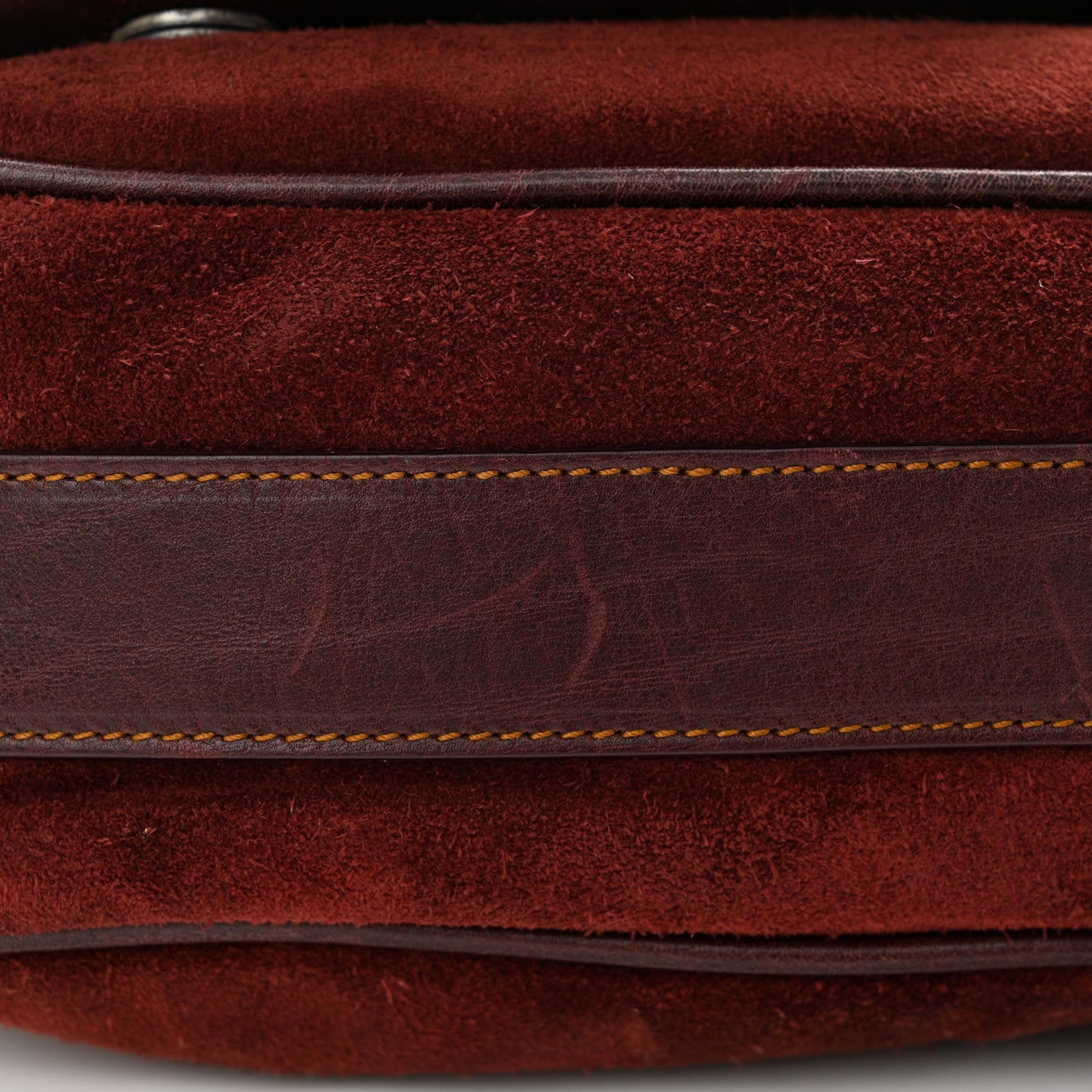 Christian Dior Suede Calfskin Medium Gaucho Double Saddle Burgundy 11 of 13