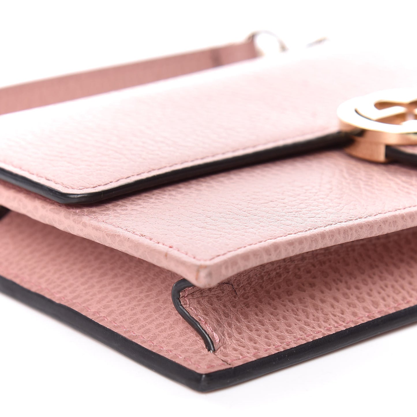 Dollar Calfskin Interlocking G Chain Wallet Soft Pink