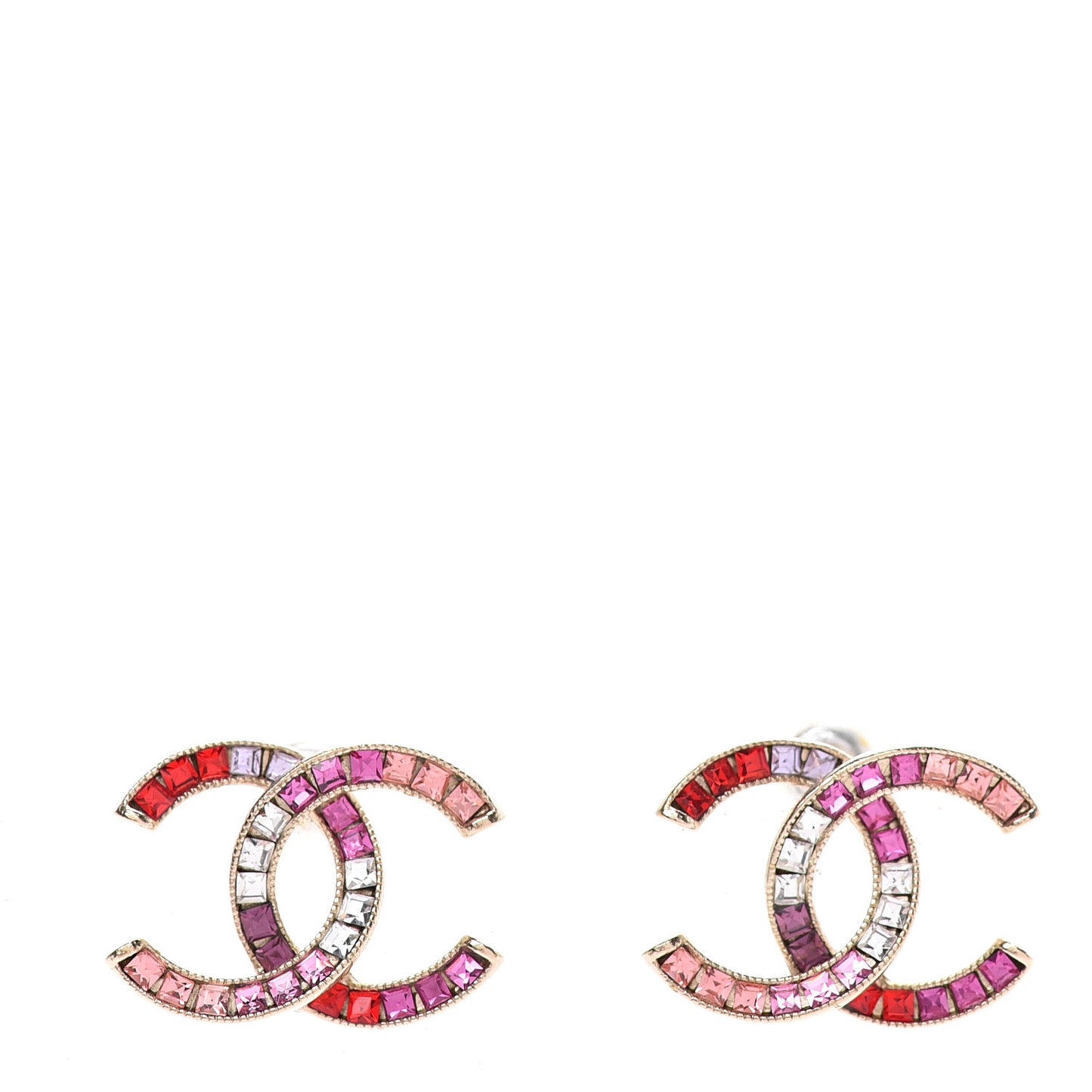 Crystal Baguette CC Earrings Gold Multicolor