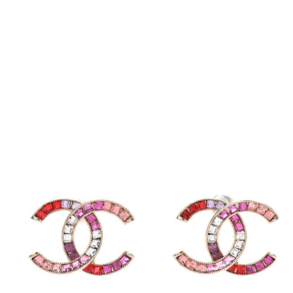 Chanel Crystal Baguette CC Earrings Gold Multicolor 1 of 5