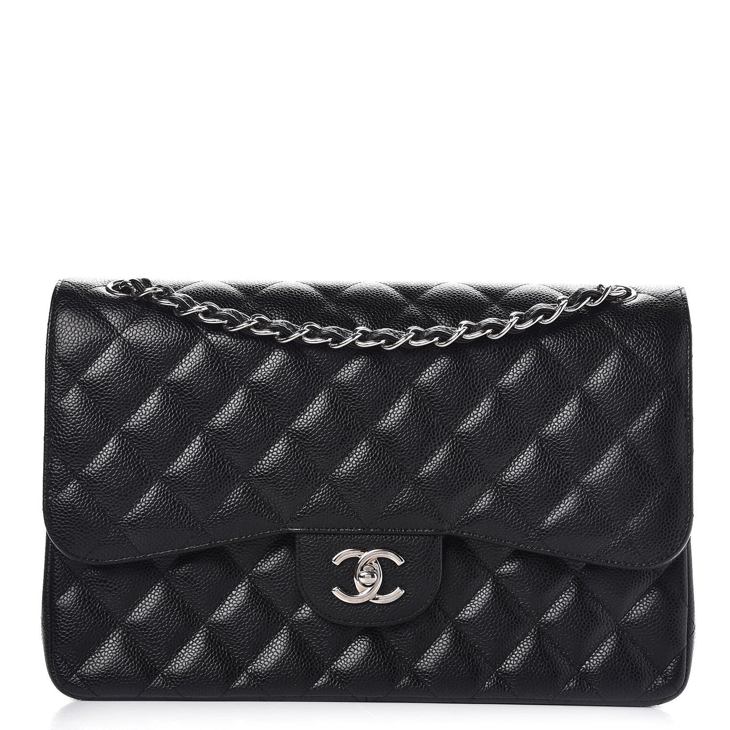 Caviar Quilted Jumbo Double Flap Black