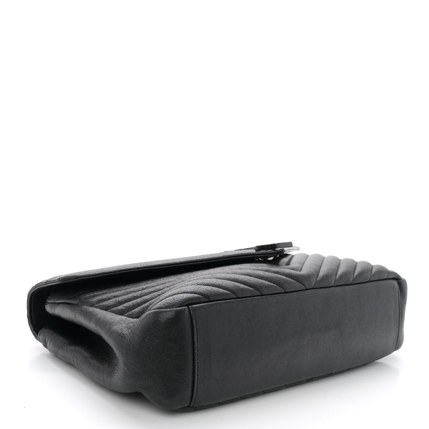Saint Laurent Sheepskin Matelasse Chevron Monogram Monochrome Large College Satchel Black 4 of 11