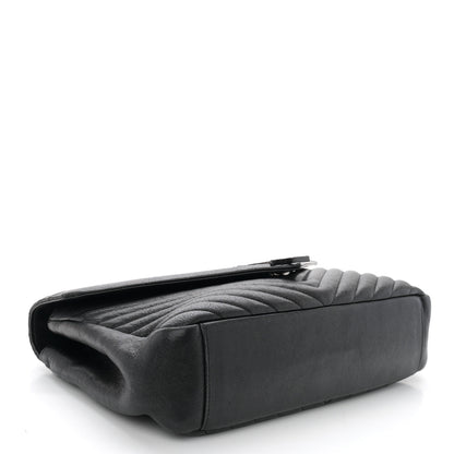Saint Laurent Sheepskin Matelasse Chevron Monogram Monochrome Large College Satchel Black 4 of 11