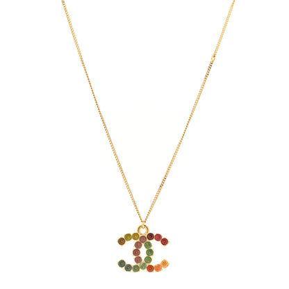 Chanel Crystal CC Pendant Necklace Gold Multicolor 1 of 6
