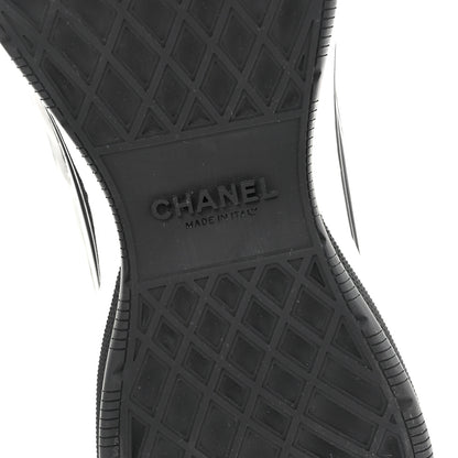 Chanel Mixed Fibers Suede Calfskin CC Sneakers 41.5 White Black 8 of 11