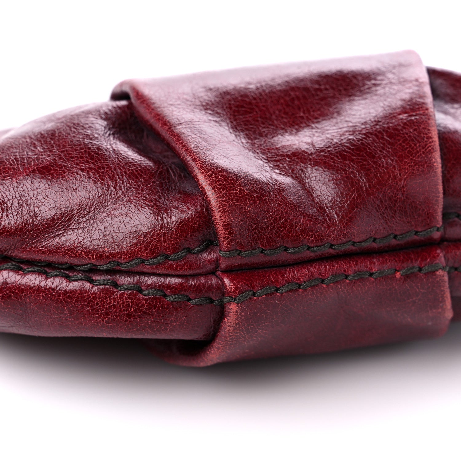 Prada Vitello Shine Mordore Wristlet Clutch Red 9 of 10