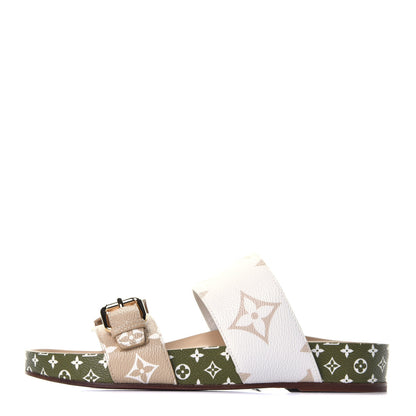 Louis Vuitton Monogram Giant Bom Dia Flat Mule Sandals 38 White Moka 1 of 9