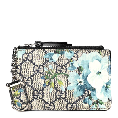 Gucci GG Supreme Monogram Blooms Key Case Beige Blue Navy 1 of 4