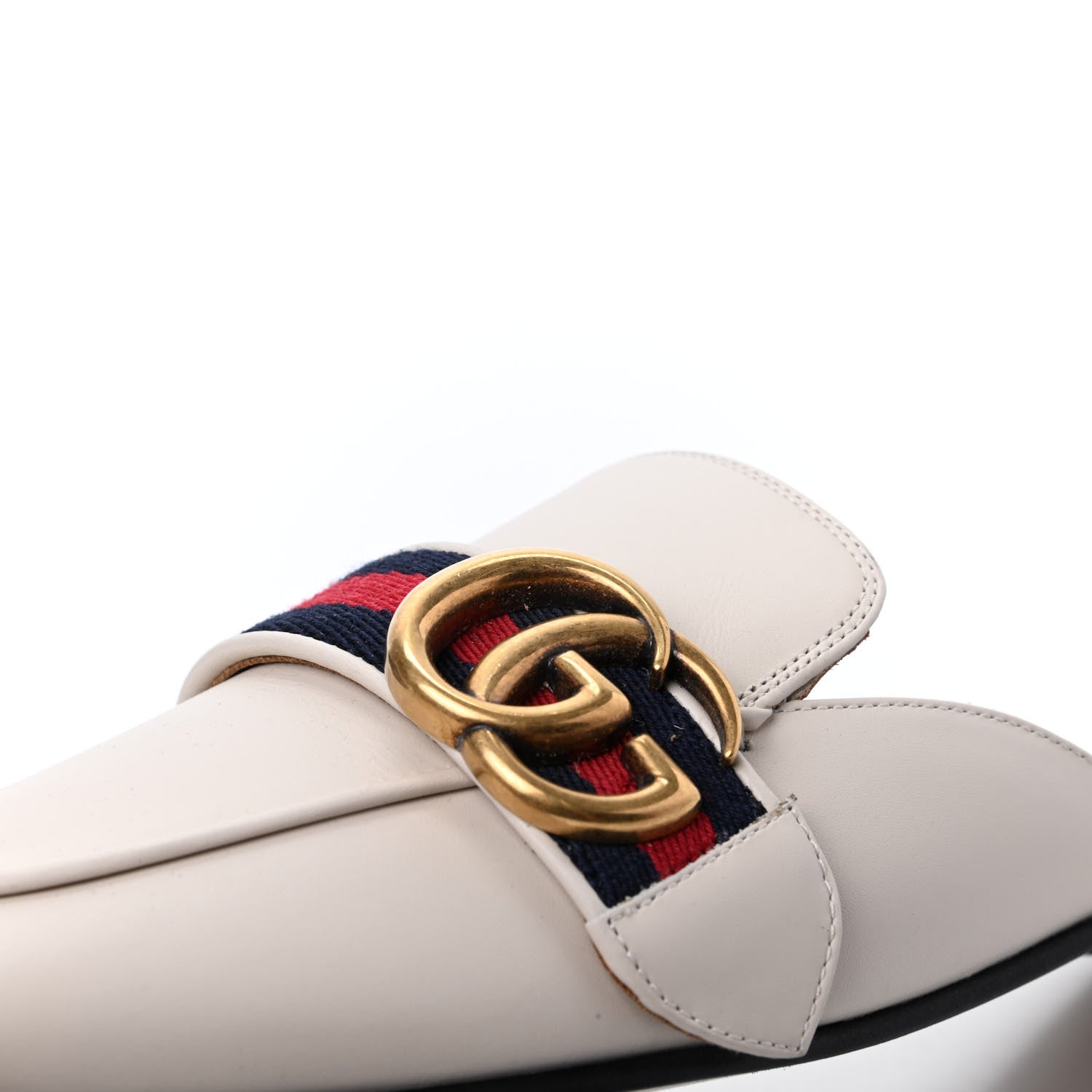Gucci Calfskin Web Womens Peyton GG Slippers 36.5 White 12 of 13