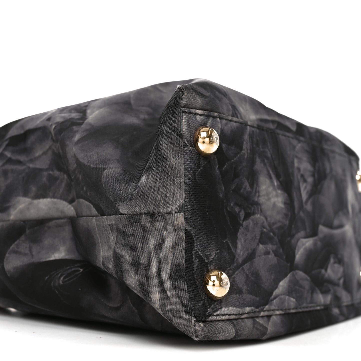 Nylon Small Floral Tote Black Grey