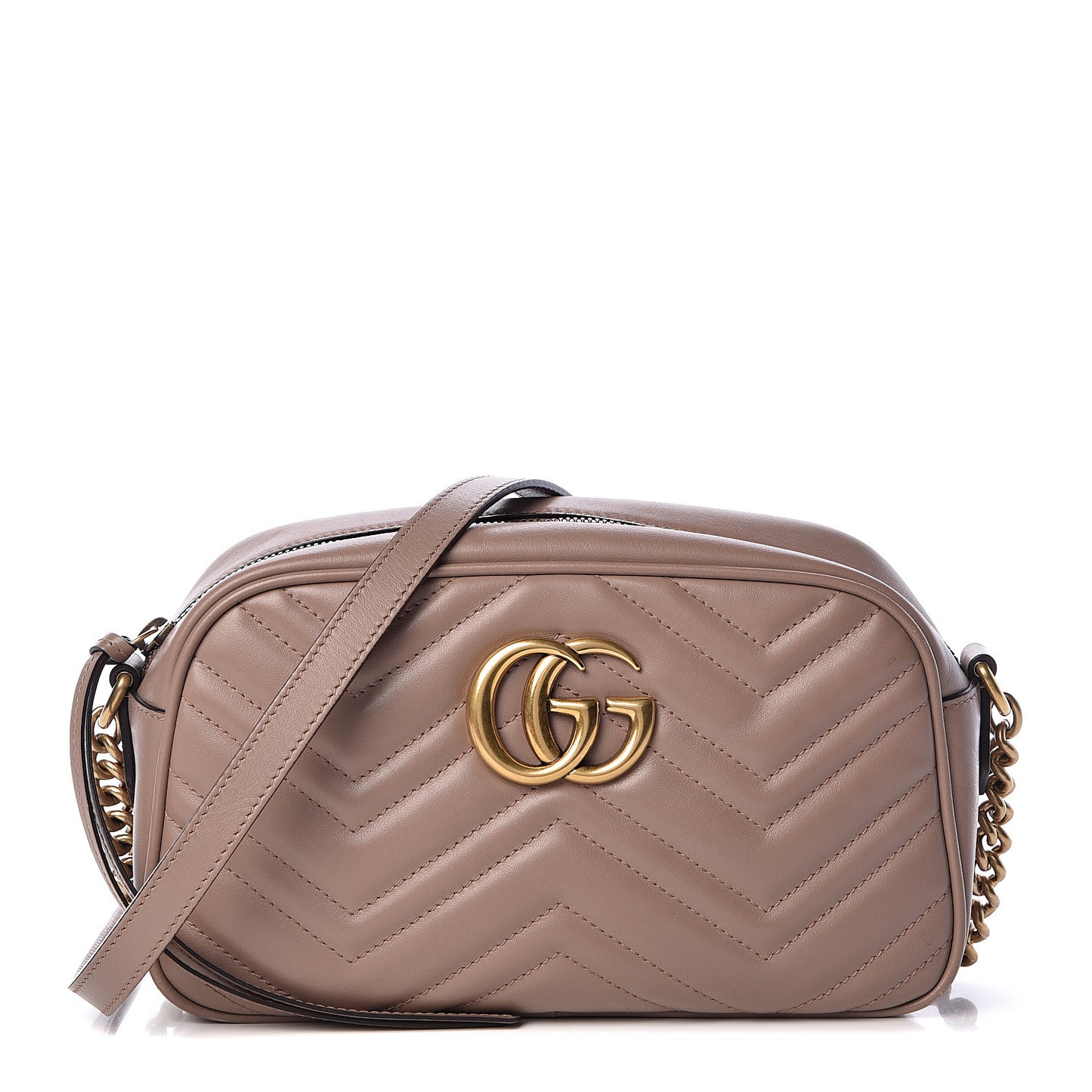 Calfskin Matelasse Small GG Marmont Chain Shoulder Bag Porcelain Rose